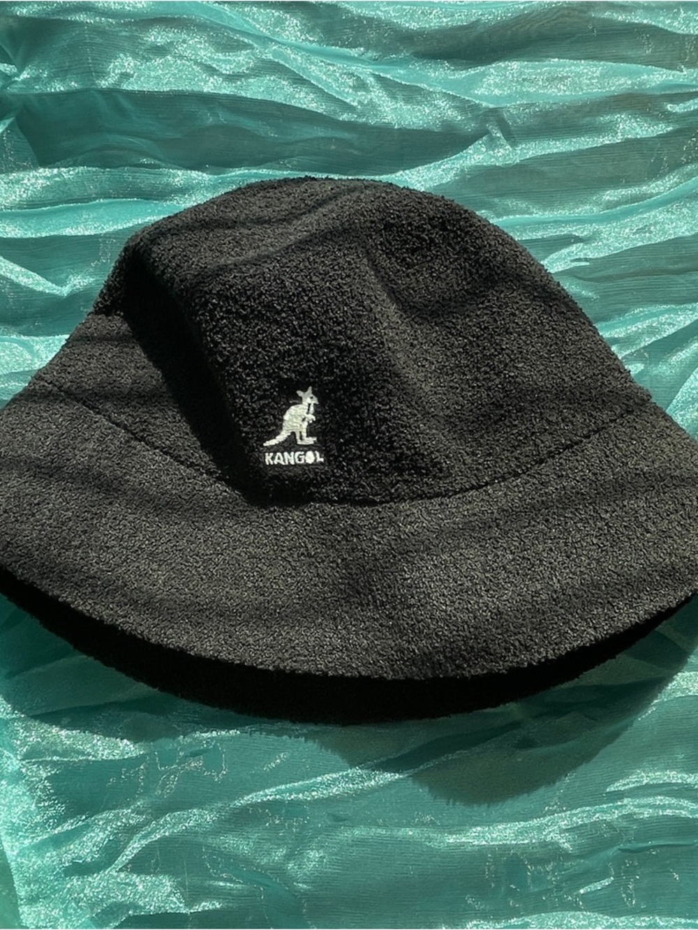Kangol Black Bucket Hat with Red Trim